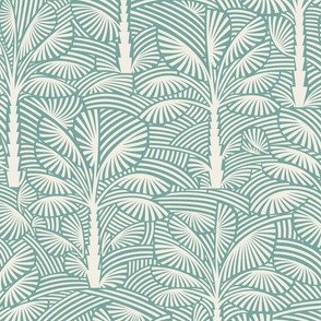 Exotic Palm Trees - Decorative, Tropical Nature in Vintage Fresh Peppermint / Large / Eva Matise