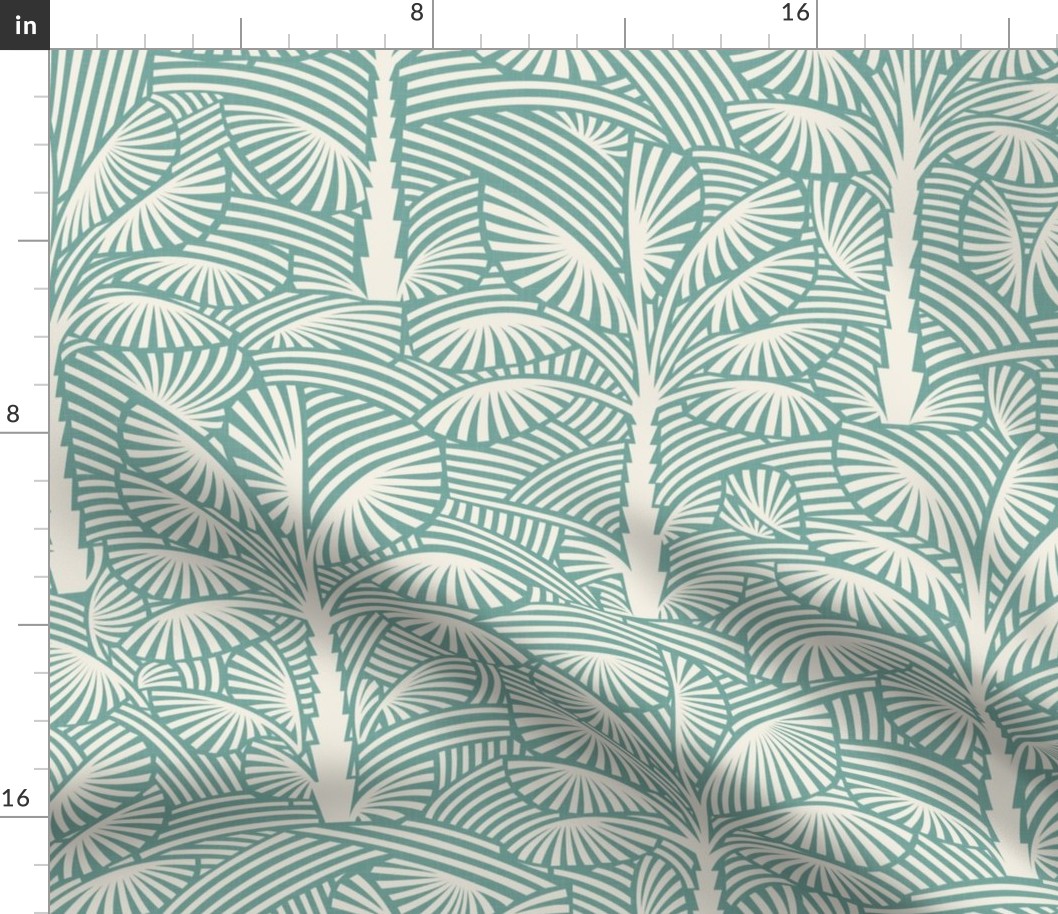 Exotic Palm Trees - Decorative, Tropical Nature in Vintage Fresh Peppermint / Large / Eva Matise