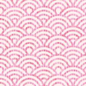 Vintage abstract geometric sea waves in art deco style. Pink version.