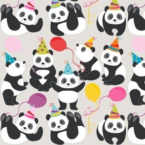 party pandas on gray
