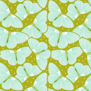 In Flight - Butterflies and Polka Dots Green Aqua Small