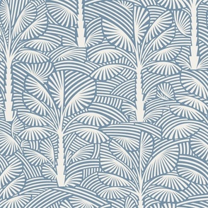 Exotic Palm Trees - Decorative, Tropical Nature in Stormy Sky Blue / Large / Eva Matise