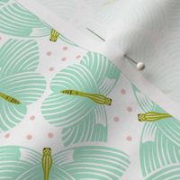 In Flight - Butterflies and Polka Dots White Aqua Small