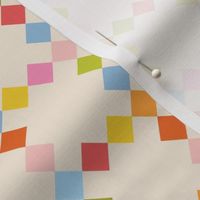 9-Patch on Point Quilt Block // multicolor checkered windowpane