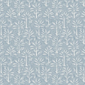 Exotic Palm Trees - Decorative, Tropical Nature in Stormy Sky Blue / Medium / Eva Matise