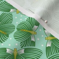In Flight - Butterflies and Polka Dots Aqua Green Small