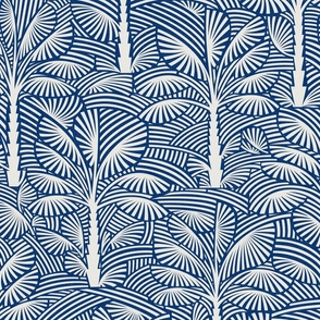 Exotic Palm Trees - Decorative, Tropical Nature in Classic Blue / Large / Eva Matise