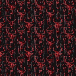 Blood & Thorn: Gothic Black Red Taurus Bull Heart Print