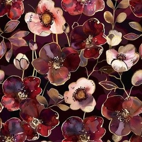 abstract delicate burgundy flowers