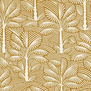 Exotic Palm Trees - Decorative, Tropical Nature in Gold and Cream / Large / Eva Matise