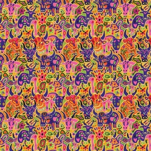 Electric Charge: Abstract Neon Taurus Bull Pattern