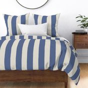 (XL) Earthy Textured Wide Stripes {Blue Nova and Pearly White Cream} Boho Farmhouse Minimal Awning Stripes, Large Jumbo Scale