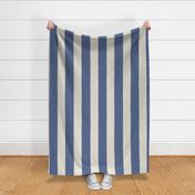 (XL) Earthy Textured Wide Stripes {Blue Nova and Pearly White Cream} Boho Farmhouse Minimal Awning Stripes, Large Jumbo Scale