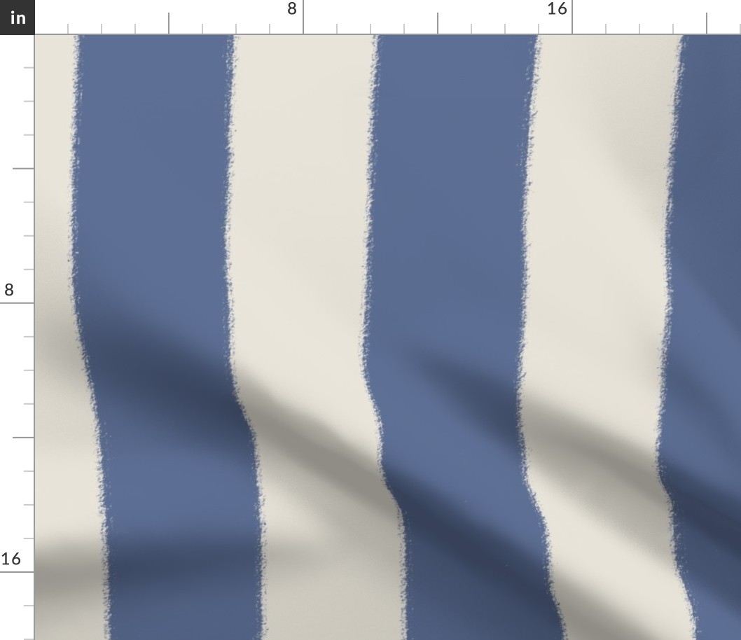 (XL) Earthy Textured Wide Stripes {Blue Nova and Pearly White Cream} Boho Farmhouse Minimal Awning Stripes, Large Jumbo Scale