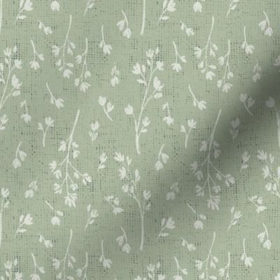Hand Drawn Sketchy Florals Sage Green Small Scale