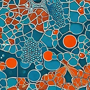 abstract shapes orange and blue L