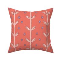 Stars and vines in salmon pink and sapphire blue (medium) 