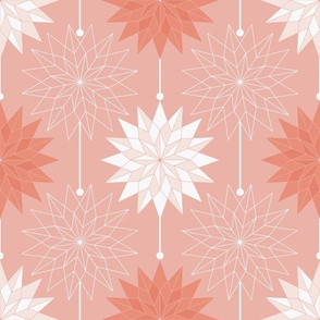 Monochrome Holiday Stars - Coral