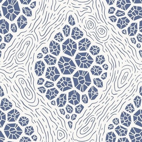 Crustacean Core Barnacle Clusters - Blue Nova and Cream - Large Scale - Elegant Block Print Style Nature Pattern for Coastal Decor