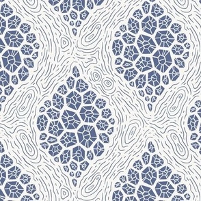 Crustacean Core Barnacle Clusters - Blue Nova and Cream - Medium Scale - Elegant Block Print Style Nature Pattern for Coastal Decor