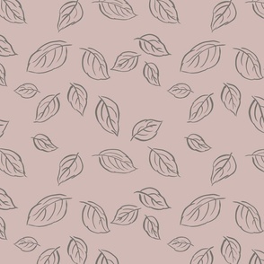 Simple Leaves Pink and Gray Two Tone