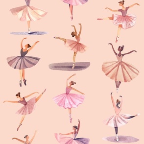 Watercolor Ballerinas on Peach