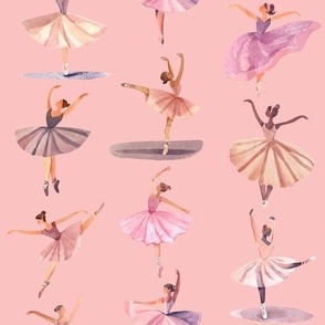 Watercolor Ballerinas on Pink
