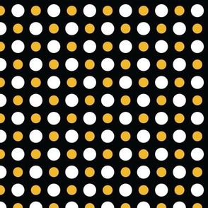 XXS ✹ Yellow and White Geometric Polka Dots on a Black Background
