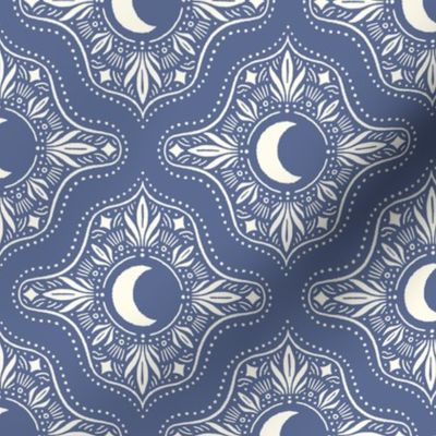 (med) Mystic Moon Medallions Geometric - Blue Nova - Serene Celestial Design for Boho and Magical Home Decor