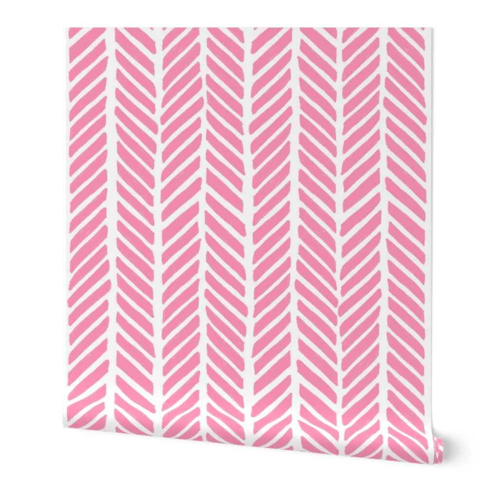 Chevron flamingo pink hand drawn bold big