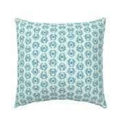 block print nautical crabs in a hexagon pattern teal blue small scale