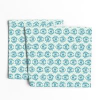 block print nautical crabs in a hexagon pattern teal blue small scale