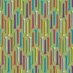 Colorful Golf Tees on Warm Green (small scale)