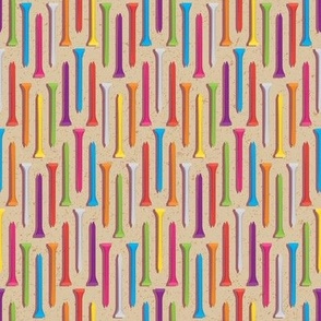 Colorful Golf Tees on Tan Sand (small scale)