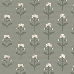 Naomi Floral: Stone Gray Small Floral, Small Scale Sage Green Botanical