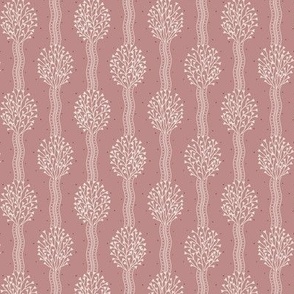 Cosette: Dusky Rose Bouquet Ribbon Stripe, Rose Taupe Small Floral