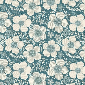 Daffodil party in dusty blue (small)