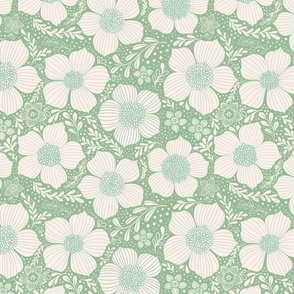 Daffodil party in sage green (small)