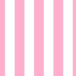 3/4 inch vertical stripes in white and bright pink