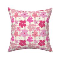 Gingham and Flowers Lt Pink Wider 150,  SMALL