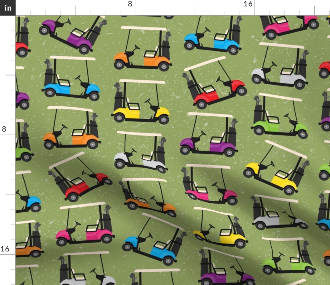 Golf Carts on Warm Green