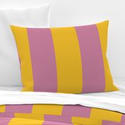 Medium - grape purple and yellow simple  circus stripe. Large two tone stripe wallpaper