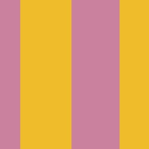 Medium - grape purple and yellow simple  circus stripe. Large two tone stripe wallpaper