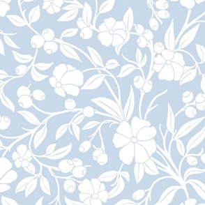 Courtyard Flora coastal chic floral in light blue and white
