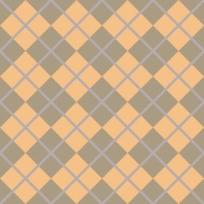 248 - Medium small scale earthy beige, grey and saffron yellow Argyle classic plaid for preppy wallpaper, masculine décor, library pillows, English country golf club apparel, children's apparel, patchwork and quilting