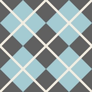 248 - Large scale real blue and grey Argyle classic plaid for preppy wallpaper, masculine décor, library pillows, English country golf club