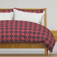 248 - Large scale vibration red and dark navy blue Argyle classic plaid for preppy wallpaper, masculine décor, library pillows, English country golf club