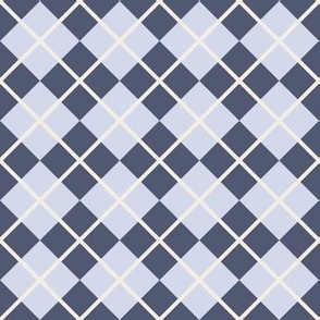 248 - Medium small scale pale periwinkle blue and navy blue Argyle classic plaid for preppy wallpaper, masculine décor, library pillows, English country golf club apparel, children's apparel, patchwork and quilting