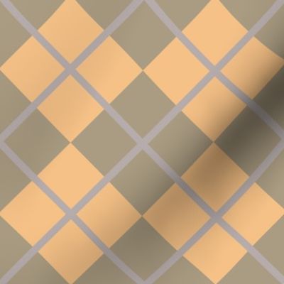 248 - Large scale warm buttery yellow, beige and grey Argyle classic plaid for preppy wallpaper, masculine décor, library pillows, English country golf club