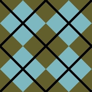 248 - Large scale olive green and teal turquoise Argyle classic plaid for preppy wallpaper, masculine décor, library pillows, English country golf club